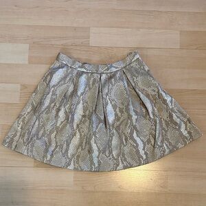French Connection Beige Snake Print A-Line Skirt